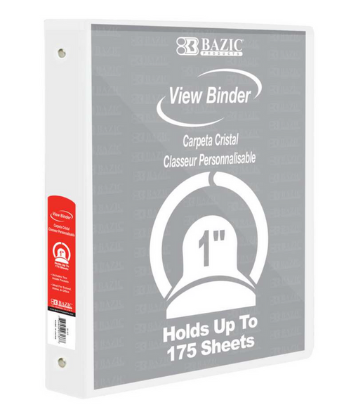 1", 3-ring View Binder (12 per unit), #3137,-WH (J-17)