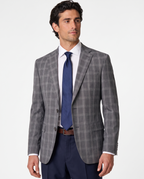 Alfani Gray Plaid Notch Lapel Slim Fit Stretch Blazer