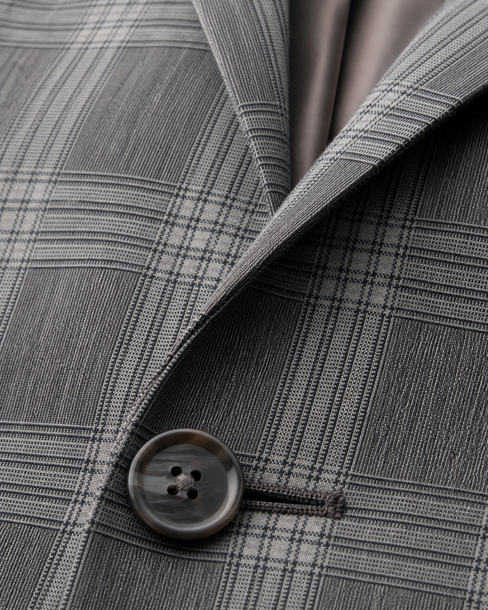 Alfani Gray Plaid Notch Lapel Slim Fit Stretch Blazer