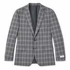 Alfani Gray Plaid Notch Lapel Slim Fit Stretch Blazer