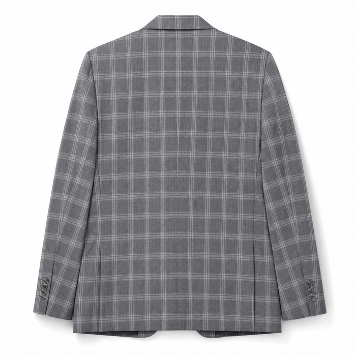 Alfani Gray Plaid Notch Lapel Slim Fit Stretch Blazer