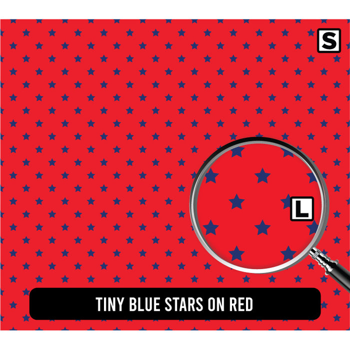Tiny Blue Stars on Red