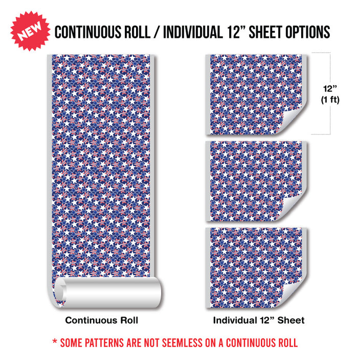 American/ Patriotic Patterned HTV (13.5" x 12")