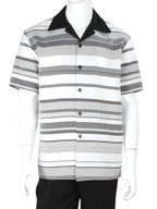 Apollo King Royal Diamond Black and White Striped Classic Fit Walking Suit