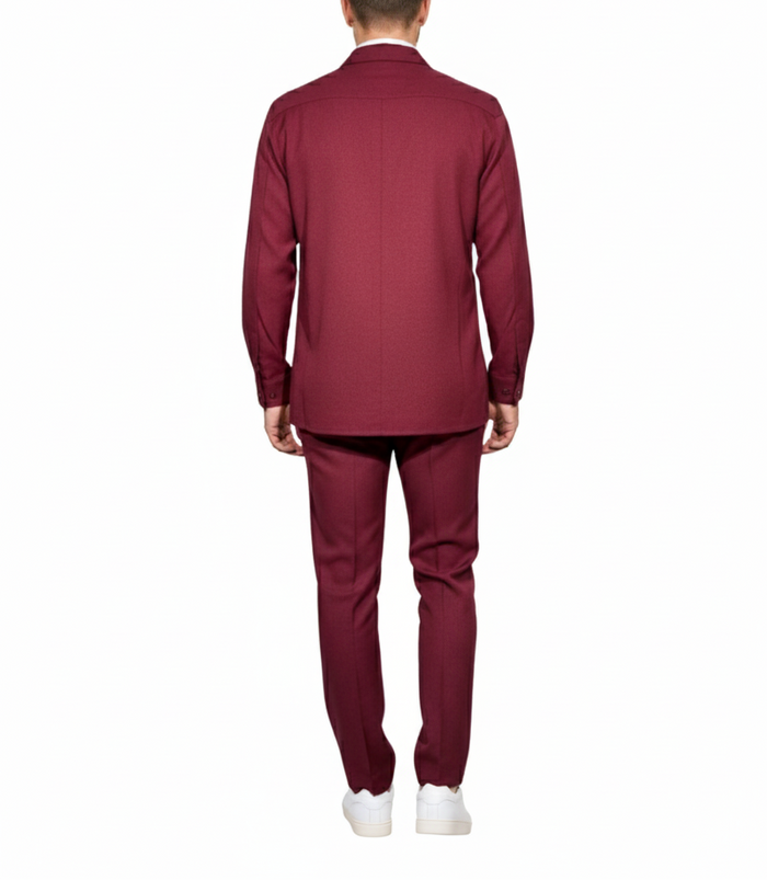 Apollo King Royal Diamond Burgundy Textured Classic Fit 2 Piece Walking Suit