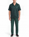 Apollo King Royal Diamond Hunter Green Tonal Jacquard Regular Fit Walking Suit