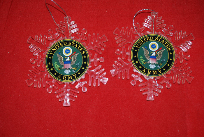 Army Clear Plastic Large or small  Snowflake Shaped Ornament