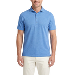 Atica Heather Sky Blue Dress Collar Short Sleeve Cotton Stretch Performance Polo Shirt