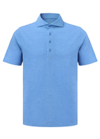 Atica Heather Sky Blue Dress Collar Short Sleeve Cotton Stretch Performance Polo Shirt