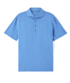 Atica Heather Sky Blue Dress Collar Short Sleeve Cotton Stretch Performance Polo Shirt