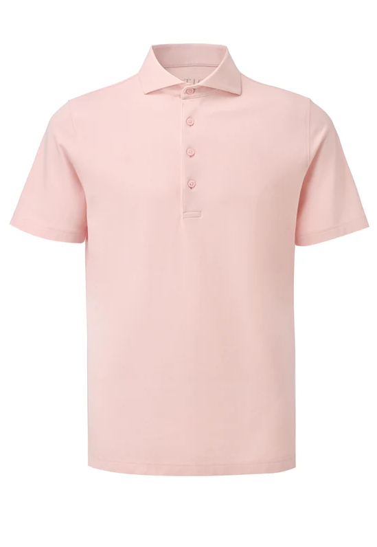 Atica Peach Dress Collar Short Sleeve Cotton Stretch Performance Polo Shirt