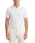Atica Solid White Dress Collar Short Sleeve Cotton Stretch Performance Polo Shirt