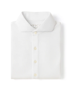 Atica Solid White Dress Collar Short Sleeve Cotton Stretch Performance Polo Shirt