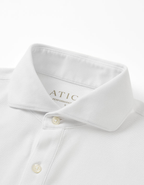 Atica Solid White Dress Collar Short Sleeve Cotton Stretch Performance Polo Shirt