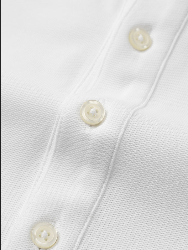 Atica Solid White Dress Collar Short Sleeve Cotton Stretch Performance Polo Shirt