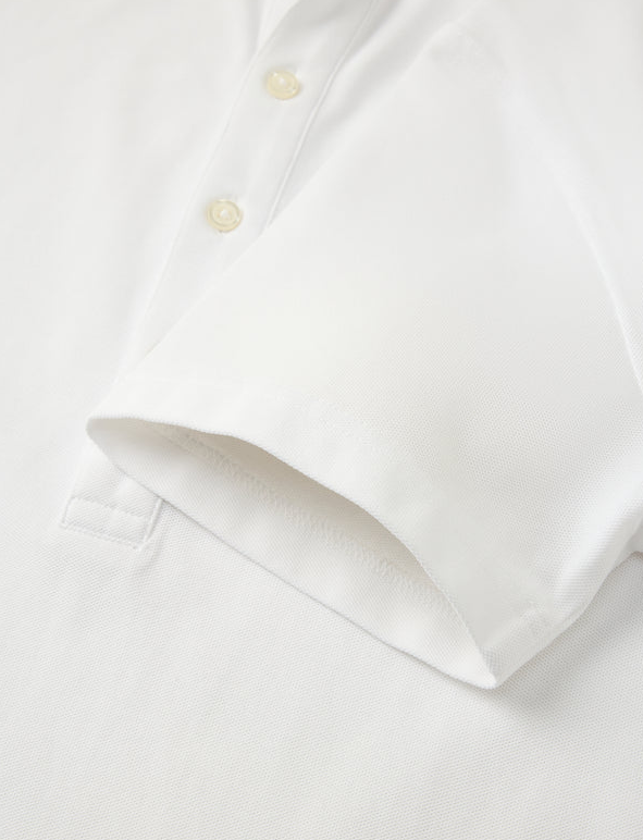 Atica Solid White Dress Collar Short Sleeve Cotton Stretch Performance Polo Shirt