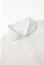 Atica Solid White Dress Collar Short Sleeve Cotton Stretch Performance Polo Shirt