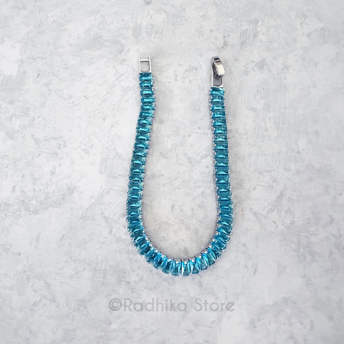Baguette Cut Rhinestone Deity Necklace- Silvery