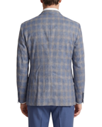 Bellucci Blue Windowpane Tailored Fit Potch Pockets Stretch 2-Button Sport Coat