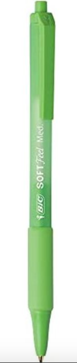 BIC Soft Feel Fashion Ink RT Ballpoint Pen w/Grip, 2 Pack, (12/2 packs per), K-4