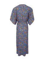 Black Colour Luna Long V Neck Dress - Violet Blue
