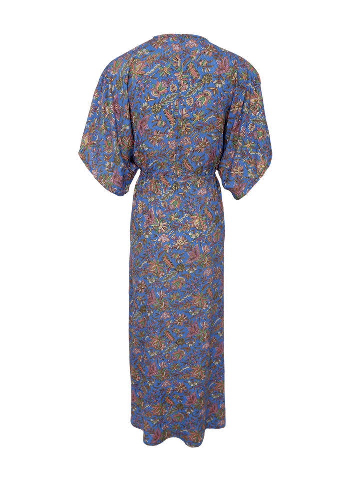 Black Colour Luna Long V Neck Dress - Violet Blue