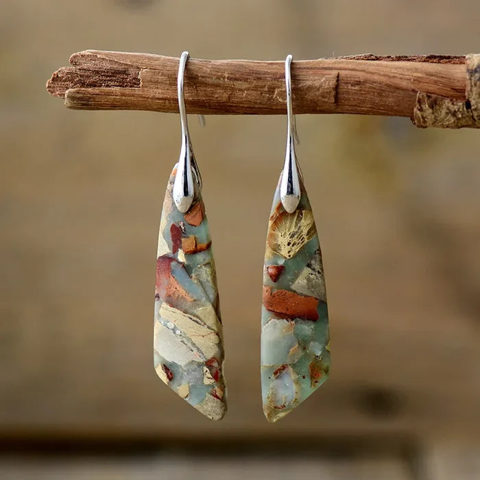 Boucles d'Oreilles Vintage avec Pierre Naturelle