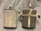 British P37 WWII Canteen with Carrier – Wool-Covered, Bucket or Strap Style Surplus