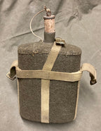 British P37 WWII Canteen with Carrier – Wool-Covered, Bucket or Strap Style Surplus