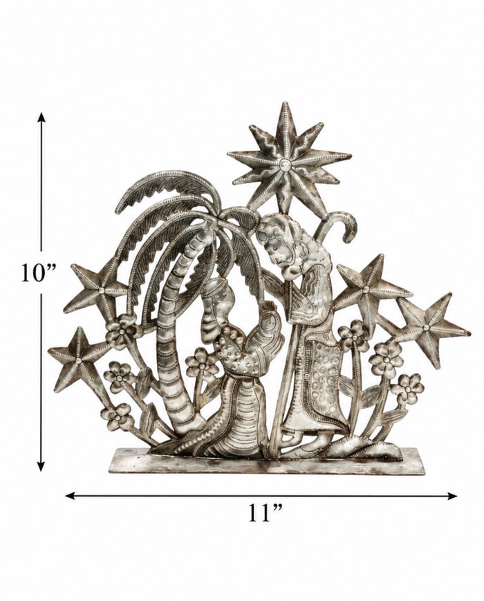 Haitian metal art celebration stars nativity theatrical — wholesale church gift shop fair trade premium