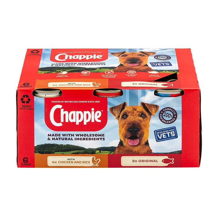Chappie Wet Adult Dog Food Tin Favourites In Loaf - 24 X 412G 536361