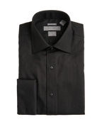 Christopher Lena Black Pique Slim Fit Spread Collar Wrinkle-Free Cotton Dress Shirt