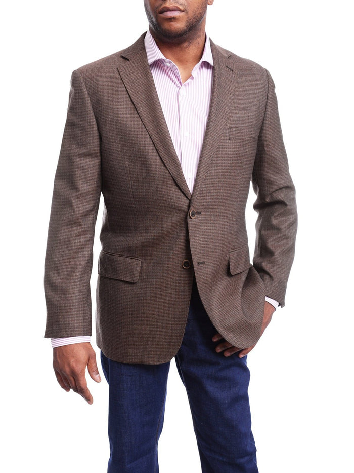Arthur Black BLAZERS Arthur Black Classic Fit Brown Mini Check Two Button Wool Blazer Sportcoat
