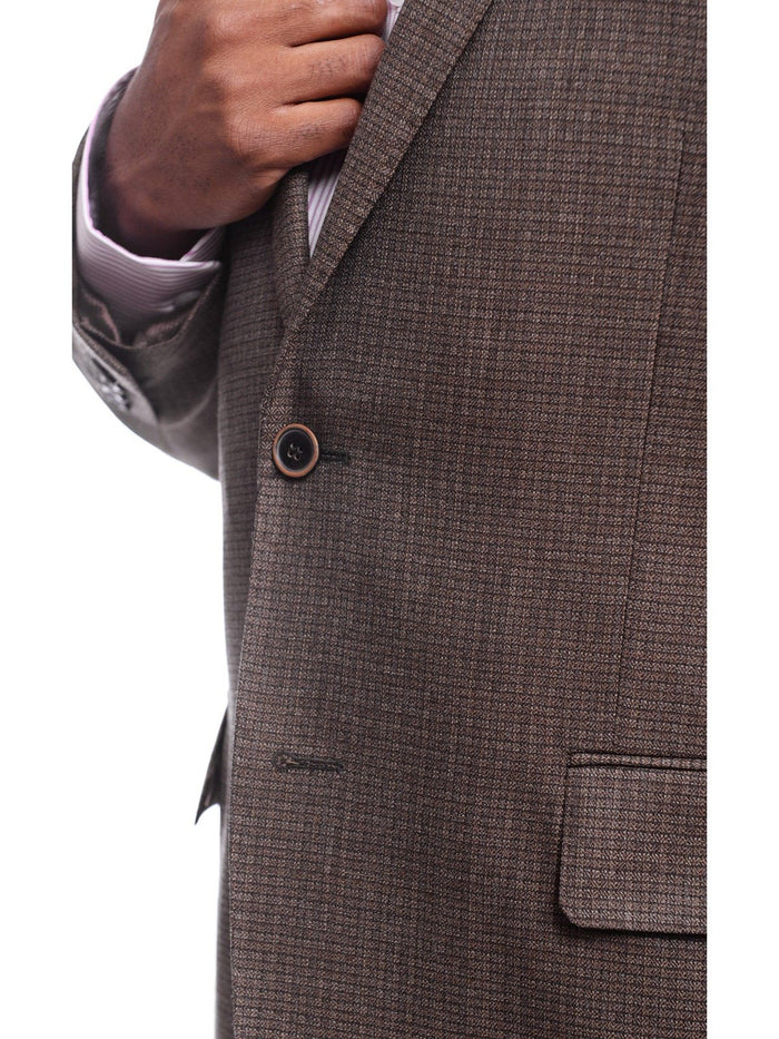 Arthur Black BLAZERS Arthur Black Classic Fit Brown Mini Check Two Button Wool Blazer Sportcoat