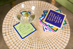 Martini with olive on coaster, Best friends care if you have wine