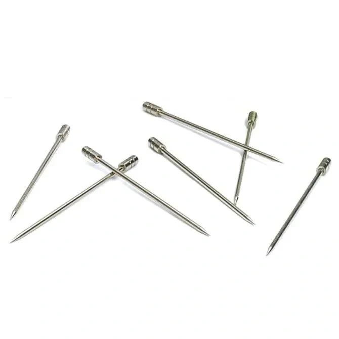 3 1/4", 18/8 Stainless Steel 16 pack of cocktail picks on white background.