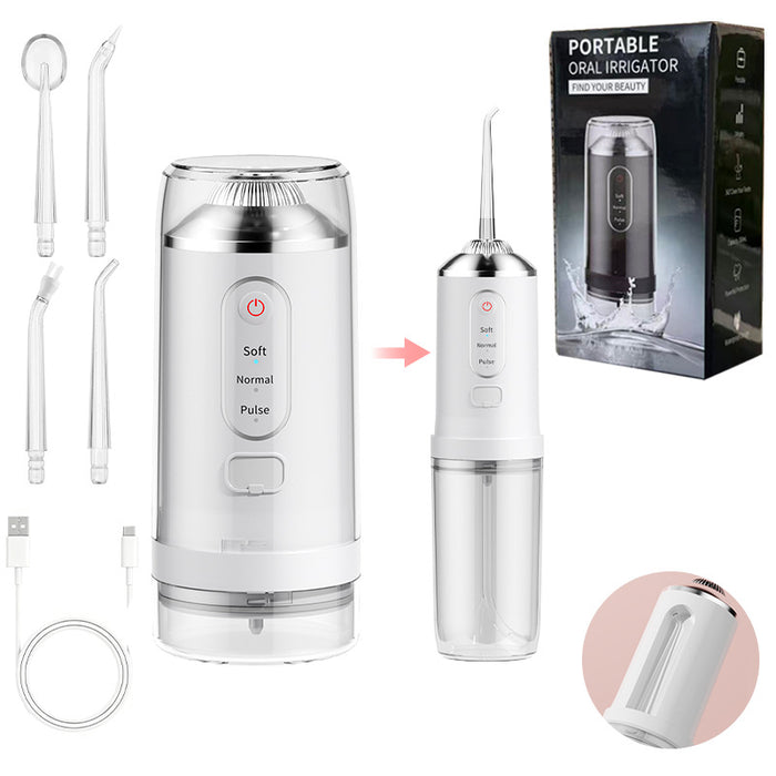 Collapsible Telescopic Portable Water Flosser with Nozzle Storage & 3 Modes