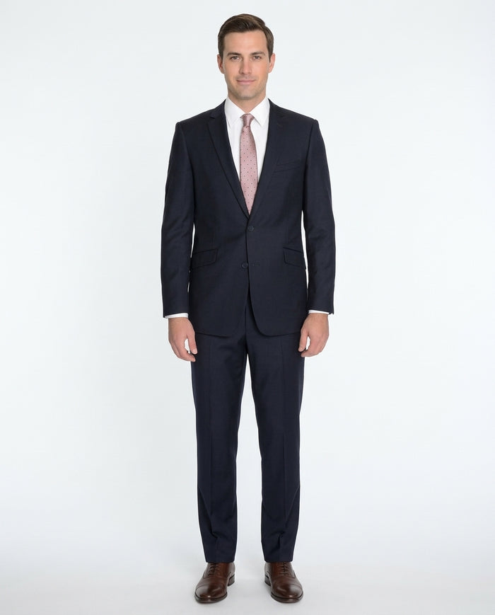 Creativo Slim Fit Solid Navy Blue Two Button Suit Jacket Blazer - The Suit Depot