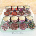 Decorative Miniature Soy Candle Tins With Lids - Set of 8 - Set C