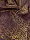Deep Mauve Floral Kanchipuram Silk Fabric