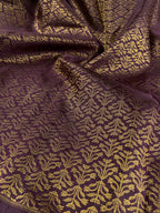 Deep Mauve Floral Kanchipuram Silk Fabric