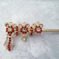 Diamond Rhinestone Vrindavan Flower Flutes- 4 1/4 Inch