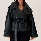 Dorelya - Manteau Shearling Ceinturé Élégance Hivernale