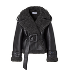 Dorelya - Manteau Shearling Ceinturé Élégance Hivernale