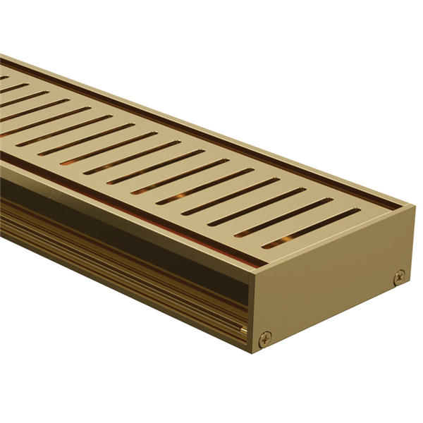 Drainlab - Linear Drain Slotted Grate - 1200mmL x 35mmH - Brushed Gold / Brass - Image 1