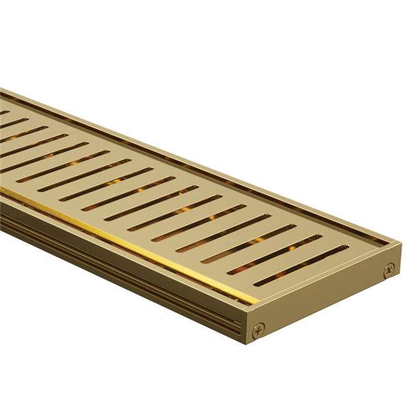 Drainlab - Linear Drain Slotted Grate - 3600mmL x 15mmH - Gold / Brushed Brass - Image 1