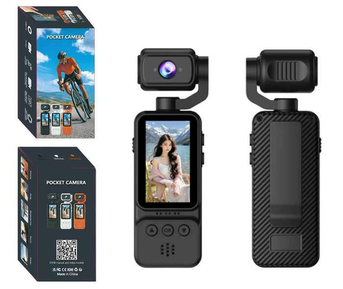 DV08 Pocket Action Camera with 270° Rotating Lens & Back Clip