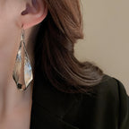 E1632 - Metallic Drops Leaf Ear Hook Earrings