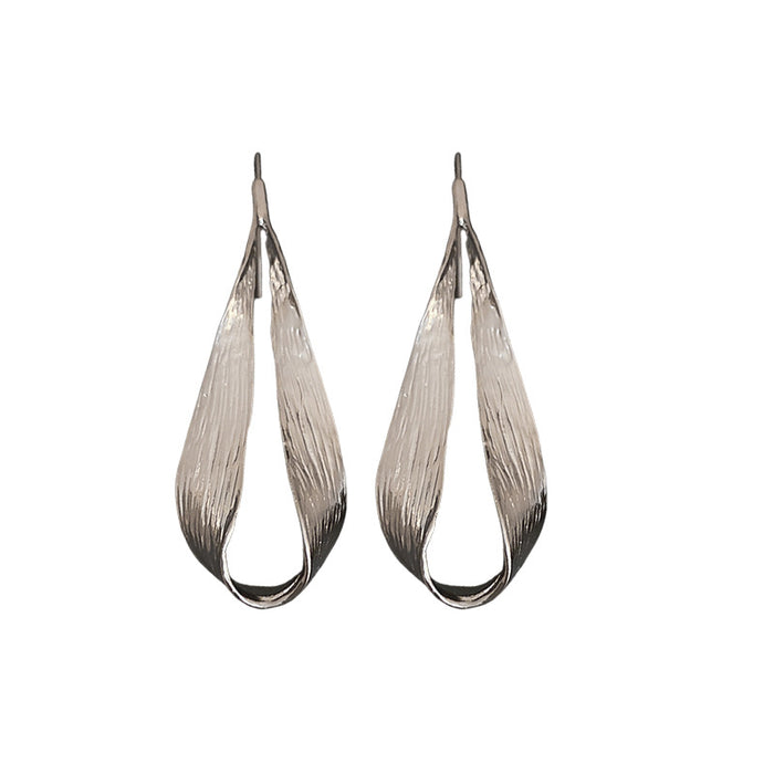 E1632 - Metallic Drops Leaf Ear Hook Earrings
