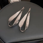 E1632 - Metallic Drops Leaf Ear Hook Earrings